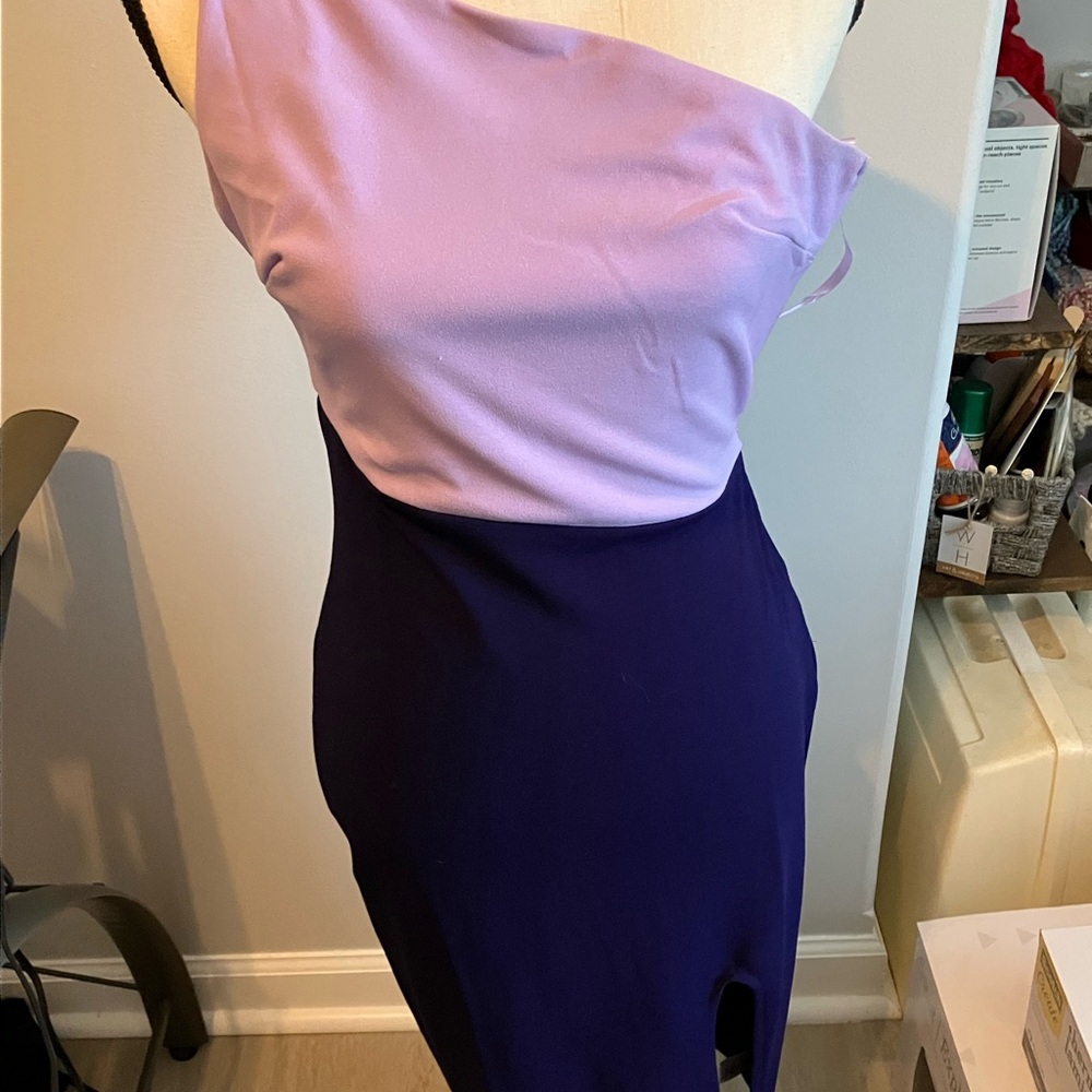 Pink and Purple Asymmetrical One-Shoulder Cocktail Dress